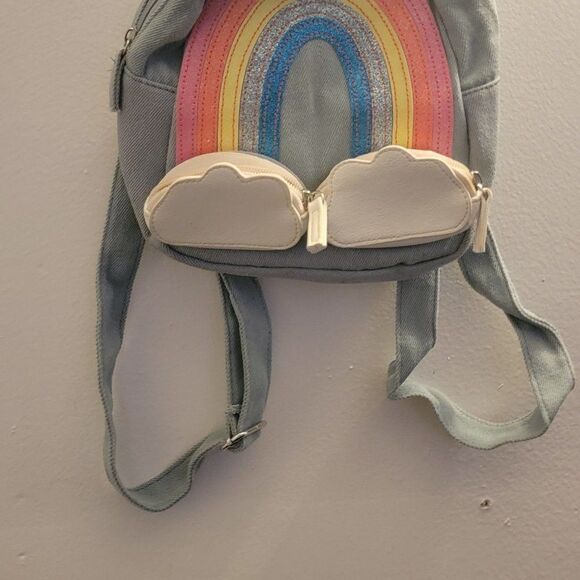 Unisex Kids Multicolor Striped Adjustable Strap Outer Pockets Backpack Rainbow - Picture 10 of 11